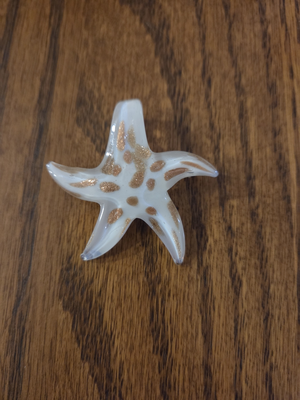 Glass Starfish Figurine White with Gold Flecks
